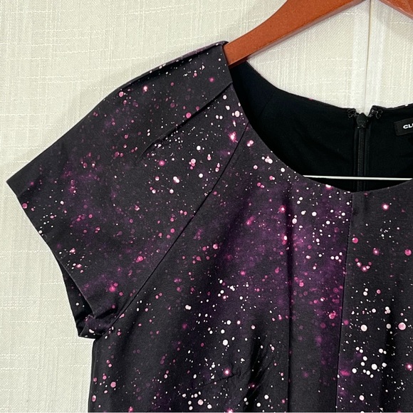 Club Monaco Black Ophelia Galaxy Space Print Silk Shift Dress Size 00 - Picture 10 of 16